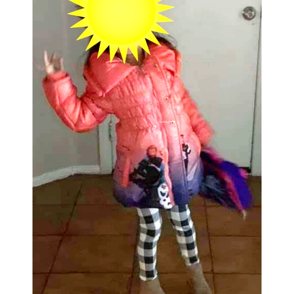 Frozen Winter Jacket warm Lined down . frozen Images on Front & Back sz 6 - Picture 2 of 9